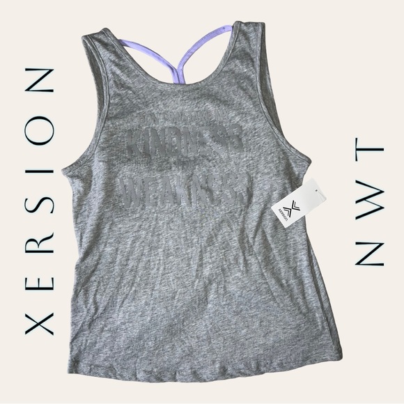 Xersion Other - GIRL’S NWT XERSION TANK TOP WITH BUILT IN BRA SIZE LARGE (14) GRAY AND PURPLE